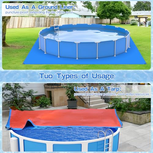 12x12Ft Swimming Pool Ground Cloth,Waterproof Square Swimming Pool Liner Pad for Above Ground Swimming Pools Heavy Duty Pool Ground Mat Protector Pad Pool Tarp