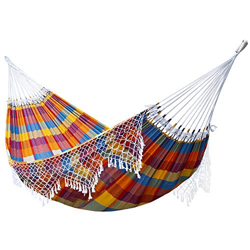 Vivere Authentic Brazilian Cotton Hammock - 450 lb Capacity - color: Carnival