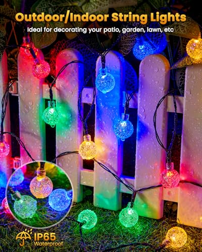 Brightown Solar String Lights Outdoor Waterproof, 2-Pack 120 LED 72Ft Total, Solar Powered Globe Patio Lights with 8 Lighting Modes for Garden Yard Porch Wedding Party Decor (Multicolor) - color: Multicolor, size: 2 Pc