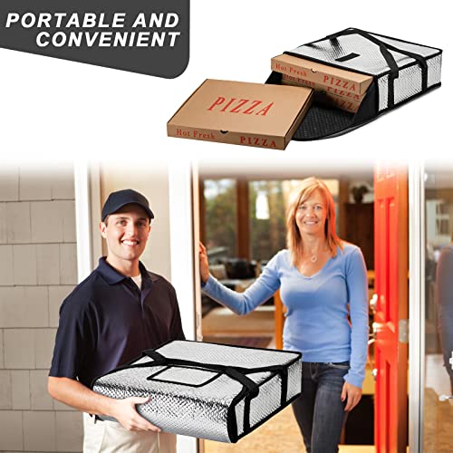 Pizza Bags for Delivery 22" X 22" X 5" - Moisture-Free, Professional Thermal Pizza Warmer, Heavy-Duty Food Carrier, Suitable for Restaurants,Picnic Uber Eats & Door Dash（Silver） - color: Silver, size: 22" x 22" x 5"