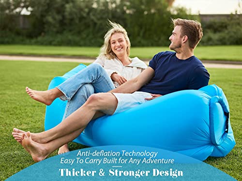 AlphaBeing Inflatable Lounger Air Sofa, Portable Inflatable Couch Mesh Hollow Air Hammock Anti Leakage Air Chair for Outdoor Camping Beach Traveling - color: Blue
