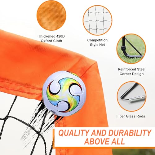 Soccer Goal for Backyard, 4'x3' Pop Up Football Goal, Target Practice for Young, Optional Soccer Equipment with Portable Goal, Soccer Training Mat/Cones/Resistance Bands/Agility Ladder - style: Goal*2, Resistance Bands Set*1, 20FT & 12 Rungs Agility Ladde