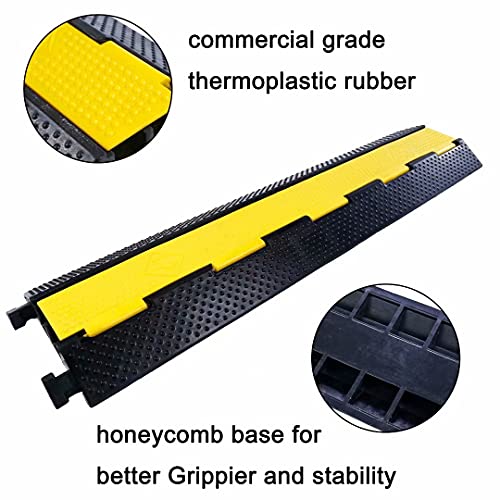 Rubber Cable Ramp Cord Cover Cable Protector Ramps Wire Hose Protective 2 Channel 22000Lbs Load Capacity Traffic Speed Bump for Asphalt Concrete Gravel Driveway Indoor Outdoor, 1 Pack - color: 2 channel-1 pack