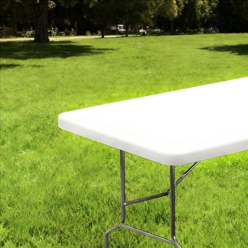 6FT Picnic White Spandex Table Cloth - 1 Pack Fitted Rectangle Tablecloth for Folding Tables, Washable Table Cover for Outdoor, Camping, Picnic, Banquet and Party(30" x 72") - color: White-6ft
