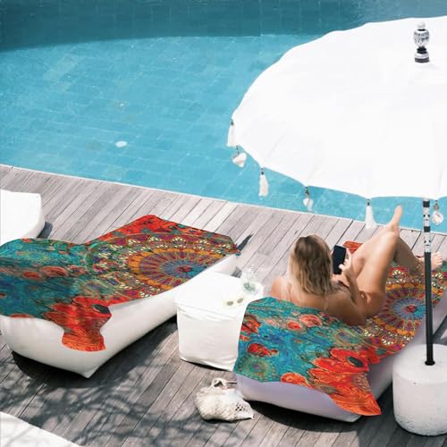 Beach Towel,Vintage Colorful Mandala Dark Eyes Lightweight Compact Sand Free Quick Dry Oversized Pool Swimming Towels for Girls Women Adults,29.5"×59" - color: Vintage Colorful Mandala Dark Eyes