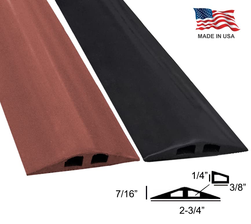 Electriduct Rubber Duct Floor Cord Cover Black 12 Feet Anti-Skid Wire Concealer Low Profile 2-Channel Cable Protector - color: Black, size: 12 Feet