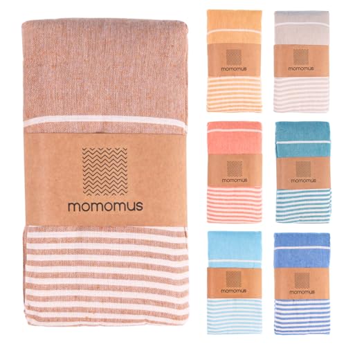Extra Large Turkish Beach Towel Style – 100% Cotton, Sand-Free Comfort | Oversized Beach Towel – Sandproof Beach Blanket – Big Beach Mat - Outdoor Picnic Blanket (Brown, 83x94 in) - color: Brown