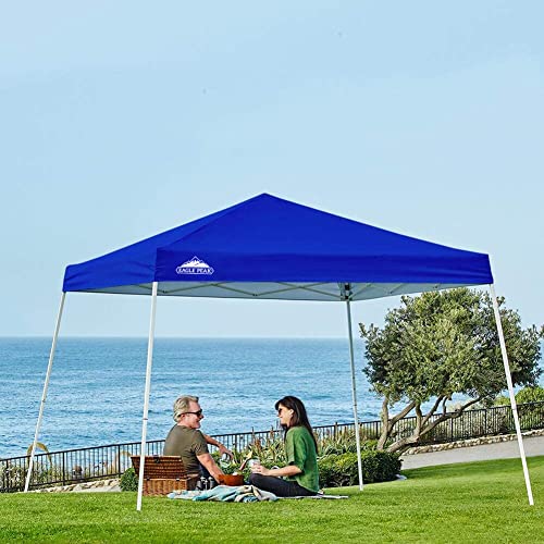 EAGLE PEAK 10x10 Slant Leg Pop-up Canopy Tent Easy One Person Setup Instant Outdoor Beach Canopy Folding Portable Sports Shelter 10x10 Base 8x8 Top (Blue) - color: Blue, size: 10x10