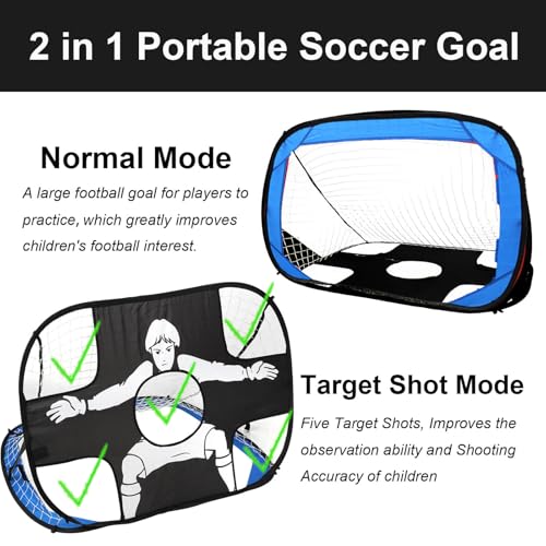 Soccer Goal for Backyard, 4'x3' Pop Up Football Goal, Target Practice for Young, Optional Soccer Equipment with Portable Goal, Soccer Training Mat/Cones/Resistance Bands/Agility Ladder - style: Goal*2, Cones*12, Training Mat*1, Ball*1