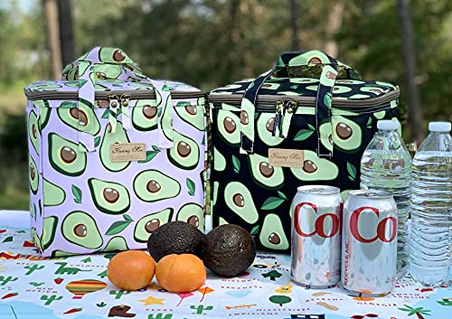 Kwang Min Avocado Insulated Lunch Bag for Women,Reusable Lunch Box,Large Cooler for Office,Picnic Outdoors,Premium Durable Fabric,Light,Ideal Summer Bag (Avocado Black) - color: Avocado Black