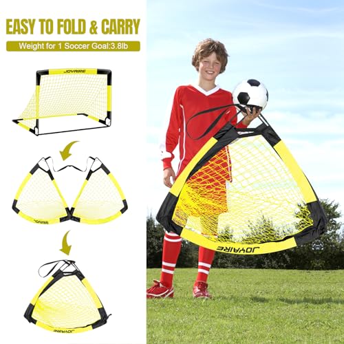 Pro-Grade Kids Backyard Soccer Goal, Tear-Resistant 5-Layer Polyester Soccer Net & 10mm Poles for Maximum Durability, 4x3ft/6x4ft/7x5ft, Pop Up Portable Soccer Training Equipment Set with Size 4 Ball - size: 7 ft x 5ft, style: Yellow