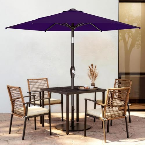 AreShark 7.5FT Patio Umbrella Table Market Umbrella with 6 Sturdy Ribs, Button Tilt/Crank, Heavy-Duty Outdoor Umbrellas for Pool, Deck, Garden and Backyard, Purple - color: Purple, size: 7.5FT