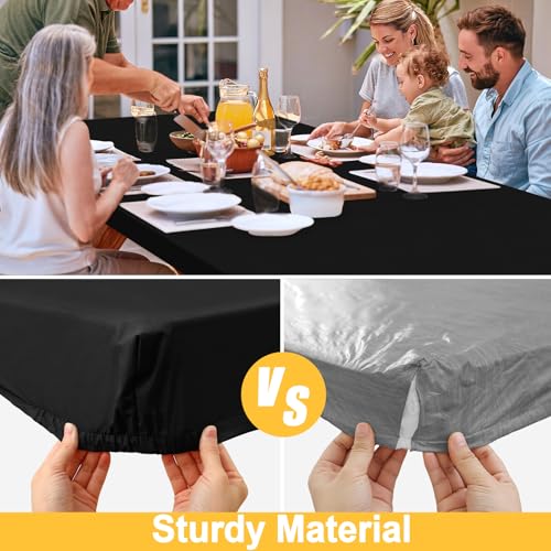 Rectangle Table Cloth, Waterproof Elastic Fitted Tablecloth for 6 Foot Folding Tables, Washable Polyester Tablecloths for Picnic, Camping, Outdoor (Black, 30"x72") - color: Black, size: 72" x 30" (Rectangular)