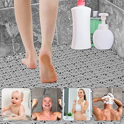 ToLanbbt Modular Interlocking Cushion 18P 11.8" x 11.8" Interlocking Rubber Floor Drain Holes Non-Slip Splicing Drainage Mats for Deck, Shower, Kitchen, Drain Pool, Sauna Bath, Indoor Outdoor (Grey) - size: 18 PCS