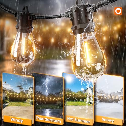 addlon 33FT (27+6) Solar String Lights for Outside Outdoor Waterproof with USB Port & Remote Control Solar Patio Lights Last for 20+Hrs Dimmable Solar Power LED Bulbs Hanging for Porch Garden Bistro - size: 27+6FT(9 Sockets)