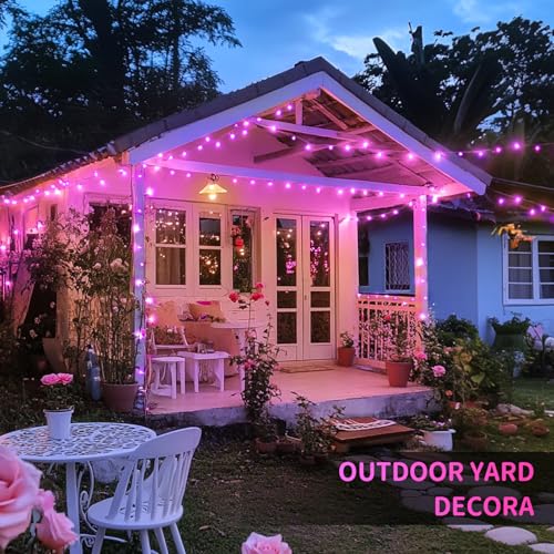 JMEXSUSS Pink Christmas String Lights 600 LED 168ft Remote Timer Clear Wire Pink Fairy Lights for Romantic Dinner Bedroom Tree Outdoor Patio Wedding Party Christmas Room Decor - color: Pink, size: 600 LED