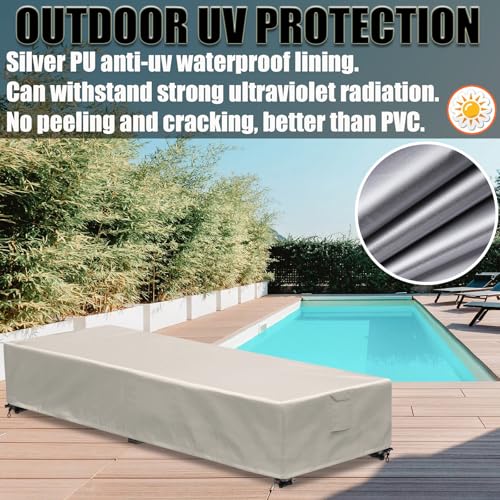 Lounge Chair Covers Outdoor Waterproof Patio Chaise Lounge Cover 600D Weather Resistant Material, UV Protection, Windproof Design 2 Pack 78" x 26" x 12" H, Beige - color: Beige, size: 2 Pack (78"l X 26"w X 12"h)