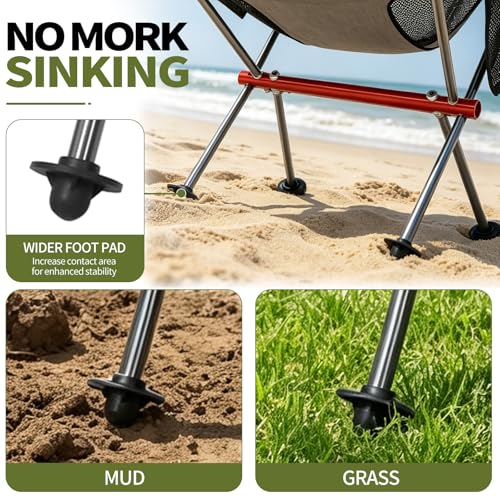 SHALLWE Camping Chairs, All Aluminum Frame Portable Folding Camp Chair for Adults, Heavy Duty High Back Collapsible with Built-in Pillow, Side Pocket, Carry Bag for Backpacking, Hiking, Beach - color: Green