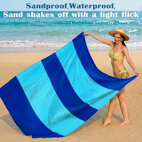 Famstar Beach Blanket Oversized Extra Large 78" X 81",Waterproof Sandproof Beach Blanket 1-7 Adults Lightweight Durable for Travel Camping Hiking Picnic - color: Dark Blue, size: 78" X 81"