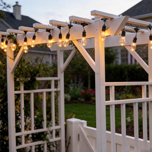 Vigdur 11FT Solar String Lights Outdoor Waterproof with 15 Plastic Bulbs Shatterproof & Auto ON/Off, Solar Powered Patio Lights for Camping Backyard Garden Porch Decor