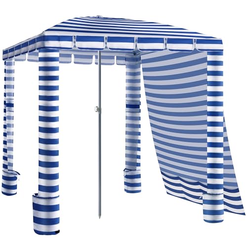 Umineux Beach Cabana - 6FT Beach Canopy with Side Wall, Easy Setup Beach Tent Sun Shelter, Waterproof Tent - Portable Shade for Whole Family (Navy Stripes) - color: Navy Stripes, size: 6ft