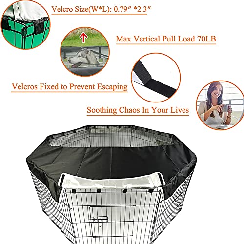 PJYuCien Dog Playpen Mesh Top Cover, Fits 24 Inch 8 Panels Regular Octagon Metal Exercise Pet Pen, Adhesive Tape Connections, Black (Note: Cover Only, Fence Not Included) - color: Only Black Top Cover, Adhesive Tape Connections