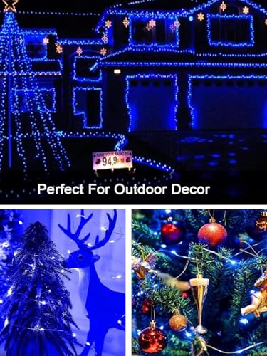 4 Pack 100 LED Fairy Lights Battery Operated with Remote, 33FT Waterproof Twinkle Lights with Timer & 8 Modes, Fairy String Lights Outdoor Indoor for Bedroom Classroom DIY Christmas Decor (Blue) - color: Blue, size: 4 Pack