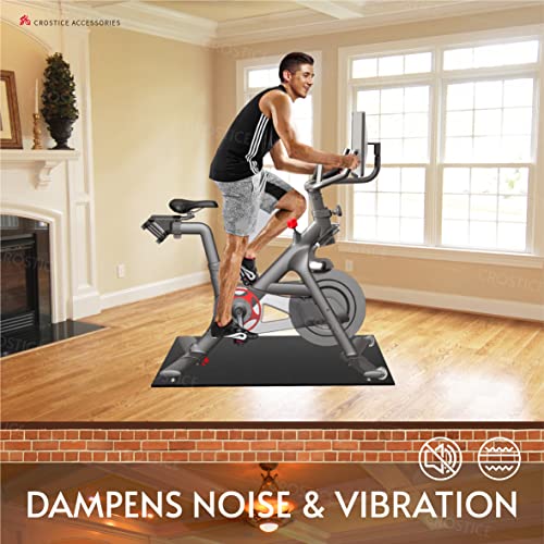 Bike Trainer Mat Compatible with Peloton Bike, for Treadmill & Row, THK 6mm, Under Mat Protect Hardwood Floor Carpet, Trainer Accessory for Indoor Stationary Exercise Bicycle - size: 24x48", style: Logo Style