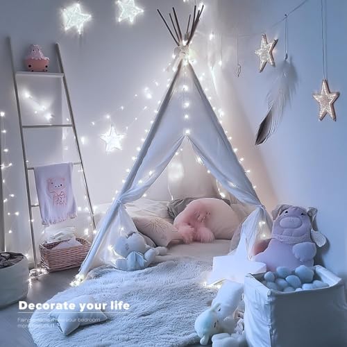 33Ft String Lights Battery Operated with Remote Control Timer, 100LED 4 Pack Waterproof 8 Modes Copper Wire Twinkle Fairy Lights for Bedroom Indoor Outdoor Wedding Dorm Christmas Decorations - style: Modern