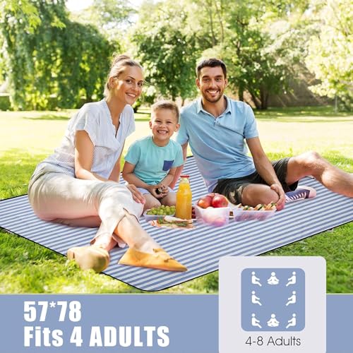 Picnic Outdoor Blankets Waterproof Extra Large - Beach Mat Sand Free Foldable with Carry Strap | Portable Camping Blanket | Park Blanket for Grass , Hiking, Travel, Concerts, Indoor (Cerulean Blue) - color: Cerulean Blue