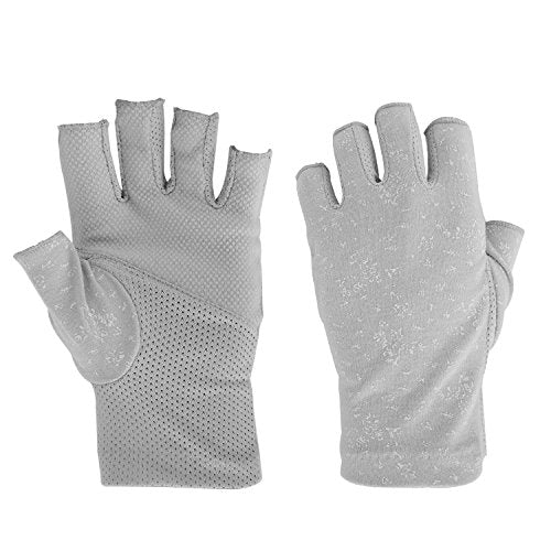 Lightweight Summer Fingerless Gloves Men Women UV Sun Protection Driving Cotton Gloves Nonslip Touchscreen Mittens - color: Gray