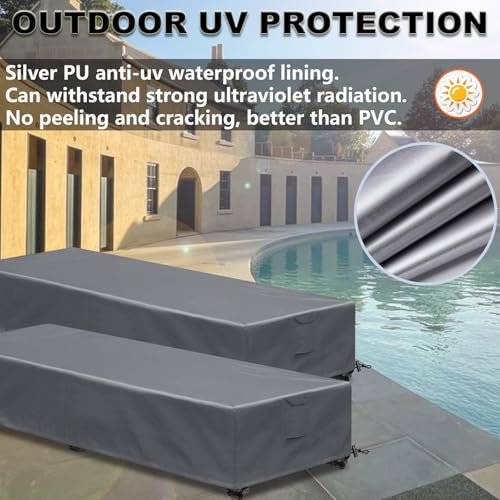 Waterproof Patio Lounge Chair Cover 1 Pack Outdoor Chaise Lounge Covers 600D Weather Resistant Material, UV Protection, Windproof Design Outside Furniture Covers 80" x 28" x 14" H,Grey - color: Grey, size: 1 Pack (80"L x 28"W x 14"H)