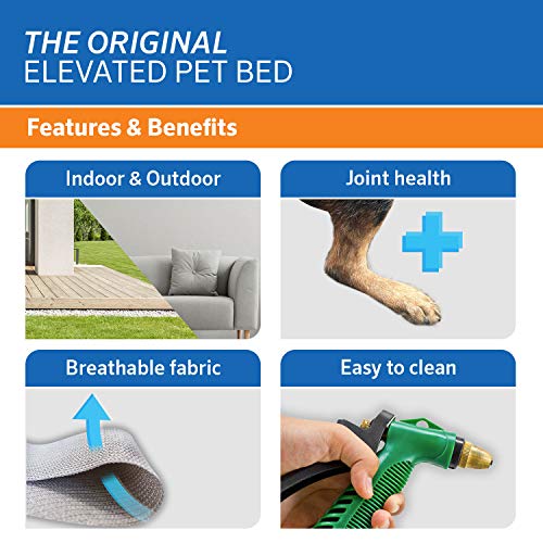 Coolaroo Original Elevated Dog Bed - Breathable Off-The-Ground Pet Bed with Cooling Fabric, Joint Relief & Moisture-Resistant Fabric, 100% Recyclable, Easy Clean, Navy Blue, Large - color: Navy Blue, style: Large Dog Bed