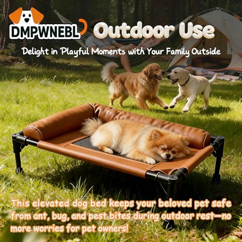 Small Elevated Dog Bed,Cooling Hammock with Soft Edge Pillow,Features Non-Slip Base Portable Pet Travel Cot,Indoor Outdoor Universal(23.62" L x 15.75" W x 5.91" H - color: Coffee Brown, size: 23.62*15.75*5.91