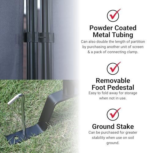 Proman Products - Galaxy Section Divider, Water Repellent Fabric Room Divider with Black Powder Coated Metal Frame for Indoors or Outdoors (Grey) - color: Grey, size: 3 Panel