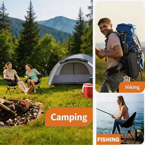 Camping Chair, Portable Foldable Compact Chair with Breathable Nylon Mesh, Lightweight Folding Backpacking Hiking Chair for Outdoor Camp, Travel, Beach, Picnic, Festival, Hiking (Black) - color: Black