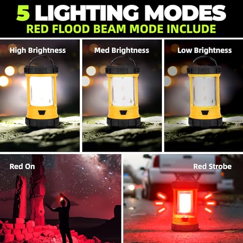 Camping Lantern 3000LM, LED Lanterns for Power Outages with 4400mAh Phone Charger, Impact-Resistant Rechargeable Lantern, 5 Light Modes Waterproof Lantern for Hurricane Emergency(Orange) - style: 1-Orange