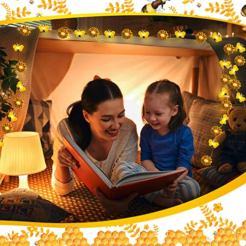 Zhanmai 2 Pcs Bee String Lights Decor 20ft Honeybee Fairy Lights with 60 LED Bulb Battery Operated Bee Tree Decorative for DIY Bedroom Patios Summer Party Indoor Outdoor Wedding Camping - style: Bee, Sunflower