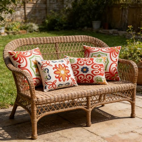 Pyonic Outdoor Waterproof Throw Pillow Covers for Patio Furniture Decorative Boho Pillow Covers 12x20 Floral Printed for Patio Tent Couch Garden Set of 4,Orange - color: Orange, size: 20" x 12" (Pack of 4)