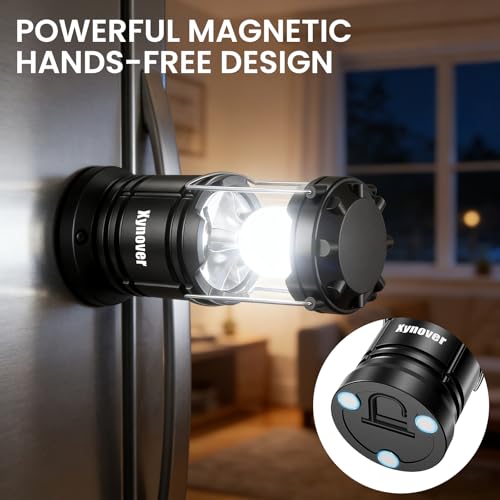 4-Pack Portable Camping Lanterns,LED Battery Powered Lights Tent Lamp Magnetic Base,Hanging Hook,Collapsible, Waterproof for Emergency, Hiking,Hurricane,Campsites,Lanterns for Power Outages - style: Battery Not Included（4-Pack）