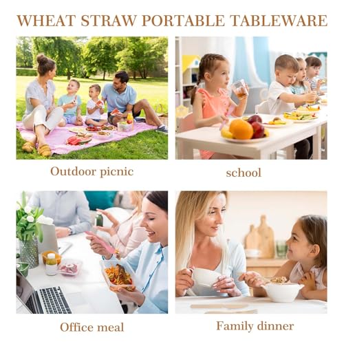 4 Pack Travel Utensil Set with Case, Reusable Spoon Knife Forks Tableware, Portable Cutlery for Adult Travel Picnic Camping or Birthday, Anniversary Use (Beige)