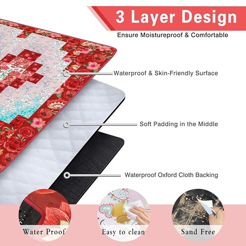 Supfitness Extra Large Picnic Blankets Waterproof Foldable (80 "x 80") Beach Blanket Waterproof Sandproof,3-Layer Thicking Mat Outdoor Packable Camping Blanket - color: Flower-8, size: 6'8" x 6'8" (Square)
