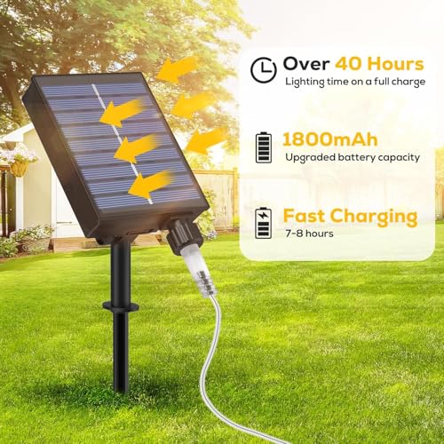 ICRGB Solar Rope Lights Outdoor, 66FT 200LED Christmas Fairy Light with Remote, IP67 Waterproof Solar String Lights, Timing & 8 Modes, Outdoor Light for Garden Patio Porch Pool, Warm White - color: Warm White, size: 66FT