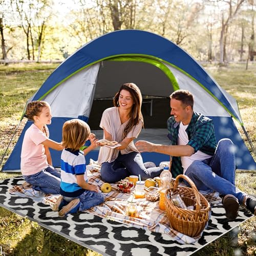 Outdoor Rug - 5x7 Black, Reversible Recycled Plastic Straw Outdoor Patio Rugs Clearance Waterproof Large RV Camper Mats 507 - color: Black, White, size: 5' x 7' (Rectangular)