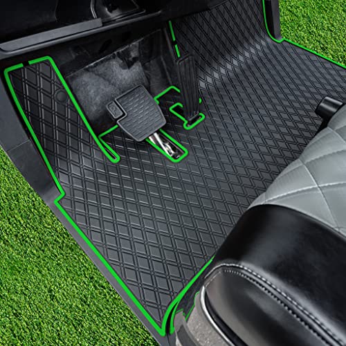 Xtreme MATS Golf Cart Rubber Floor Mat Compatible with Yamaha Drive2 EFI QuieTech Models Only (2017-2026) & UMAX Rally 4x4 - Black with Green Trim - color: Green Trim, size: Drive2