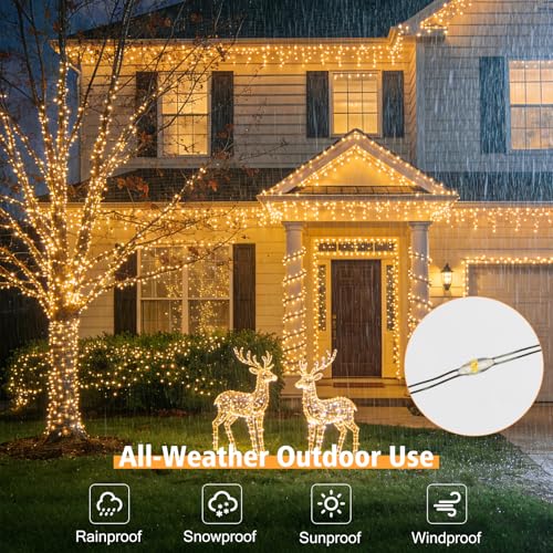 4 Pack Solar Fairy Lights Outdoor, 131ft 400 LED Solar String Lights Outdoor Waterproof with 8 Modes, Green Wire Twinkle Lights for Outside Christmas Garden Party Decorations (Warm White) - color: Warm White