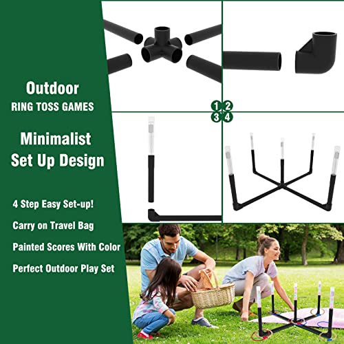 OUTTOY Outdoor Yard Games for Adult and Family, Led Ring Toss Games for Kids， Glow in The Dark Games for Lawn, Backyard, Camping, Beach