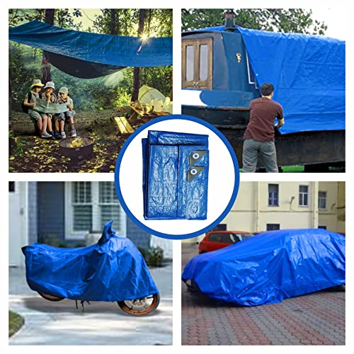 Blue Tarp Pack of 4 Tarps Heavy Duty waterproof 8x10 Large Multipurpose Poly Outdoor Tarps Cover 5 Mil Thickness Blue Tarpaulin Reinforced Rip Resistant Rubber Edges With Aluminum Grommets