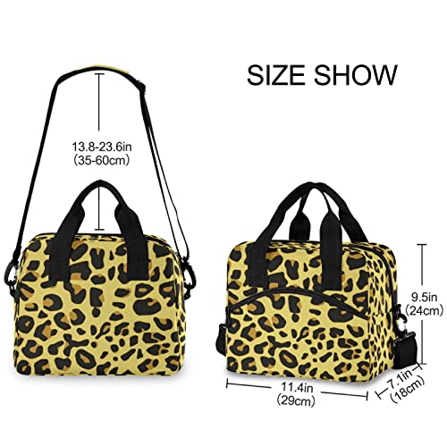 Cheetah Pattern Design Insulated Lunch Bag Reusable Lunch Tote Bag Cooler Bag for Women Men Adult Lunch Box with Adjustable Shoulder Strap Leakproof Lunch Bag for Work School Picnic Camping - color: Cheetah Pattern Design