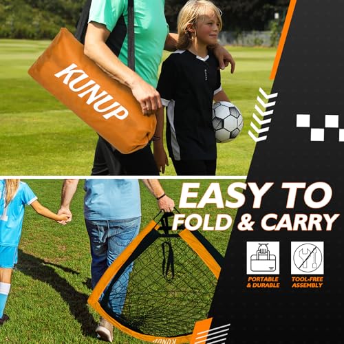 2 of 5×3 6x4 9x5 FT Portable Kids Soccer Goals Set, Foldable Soccer Practice Nets for Backyard with Carrying Bag for Toddler Youth Pop Up Soccer Training Equipment Indoor Outdoor Sports Game Gift - color: Orange, style: 5x3FT